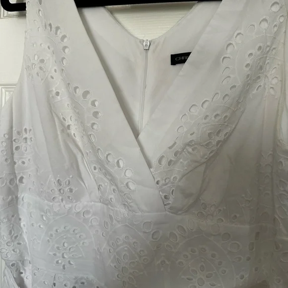 EUC Elegant White Eyelet Dress - Picture 3 of 7